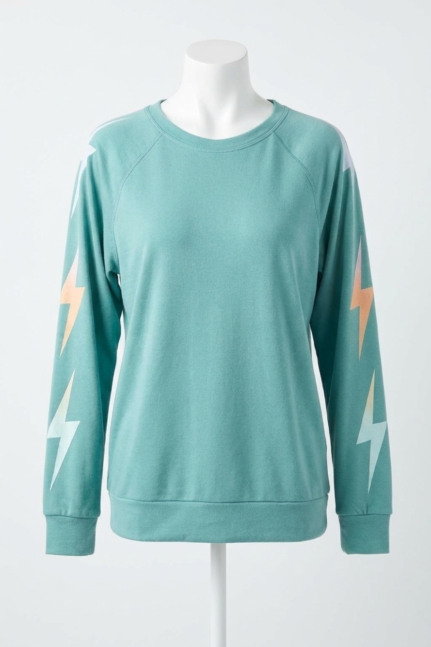 NEW PJ SALVAGE gradient vibes long sleeve lounge top in sea green